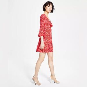 Bar III Women's Ditsy-Print Tie-Bust Dress